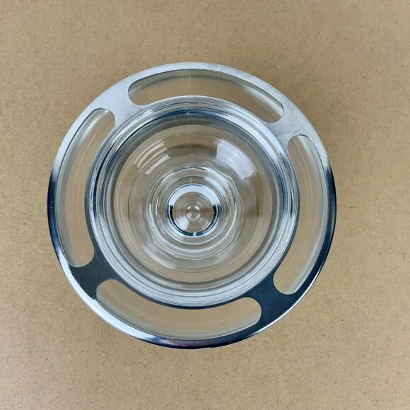 Vintage Glass Stainess Steel Ring Caviar Shrimp Cocktail Icer Server - Picture 5 of 16